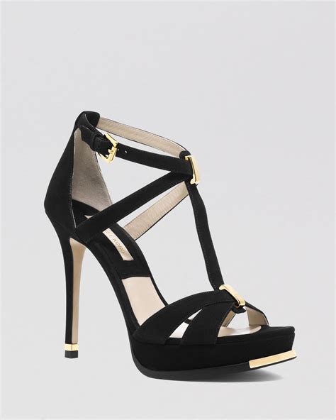 michael kors sandals leather black sptra platform